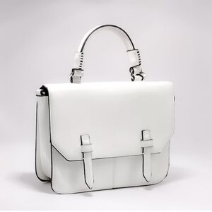 New Women's Leather Midi Top Handle Tote Pastel Cream Crossbody & Satchel
